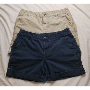 Lot Of 2‎ Carhartt Women's Size 14 Shorts Original Fit Navy And Beige Utility